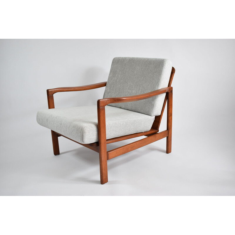 Scandinavische lichtgrijze vintage fauteuil 1960