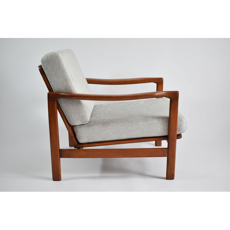 Scandinavische lichtgrijze vintage fauteuil 1960