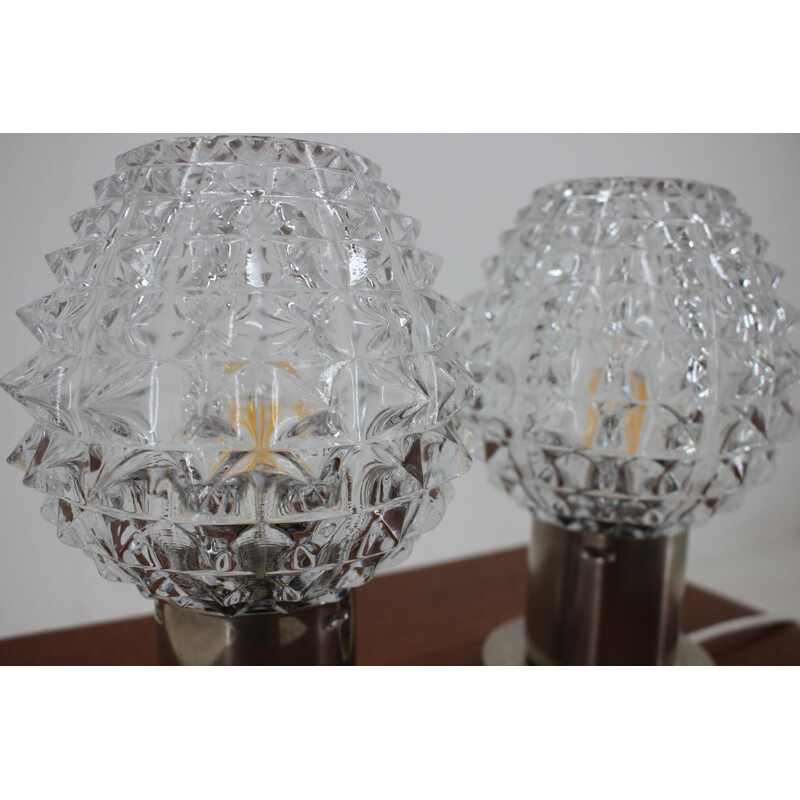 Pair of vintage cut glass table lamps by Kamenicky Senov, Czech Republic 1960