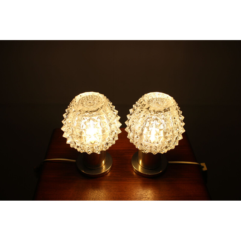 Pair of vintage cut glass table lamps by Kamenicky Senov, Czech Republic 1960