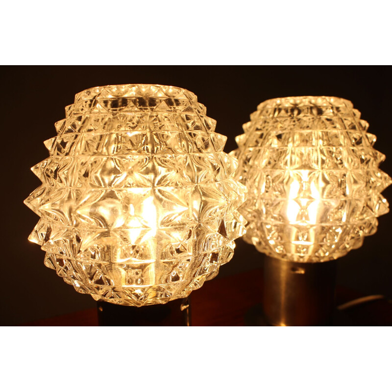 Pair of vintage cut glass table lamps by Kamenicky Senov, Czech Republic 1960