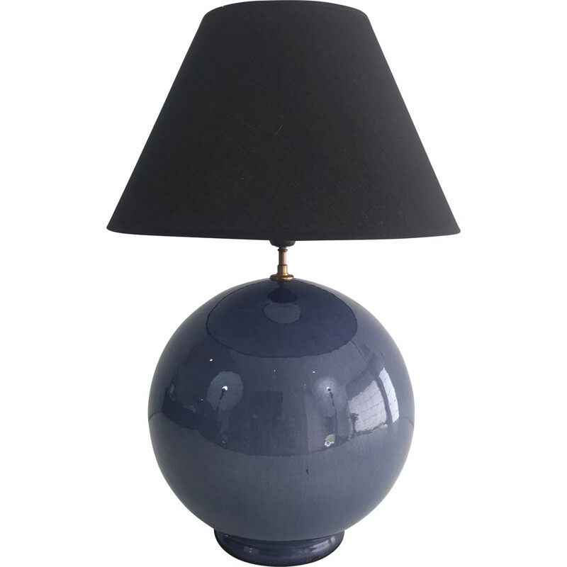 Lampe vintage céramique de couleur bleu, France 1970