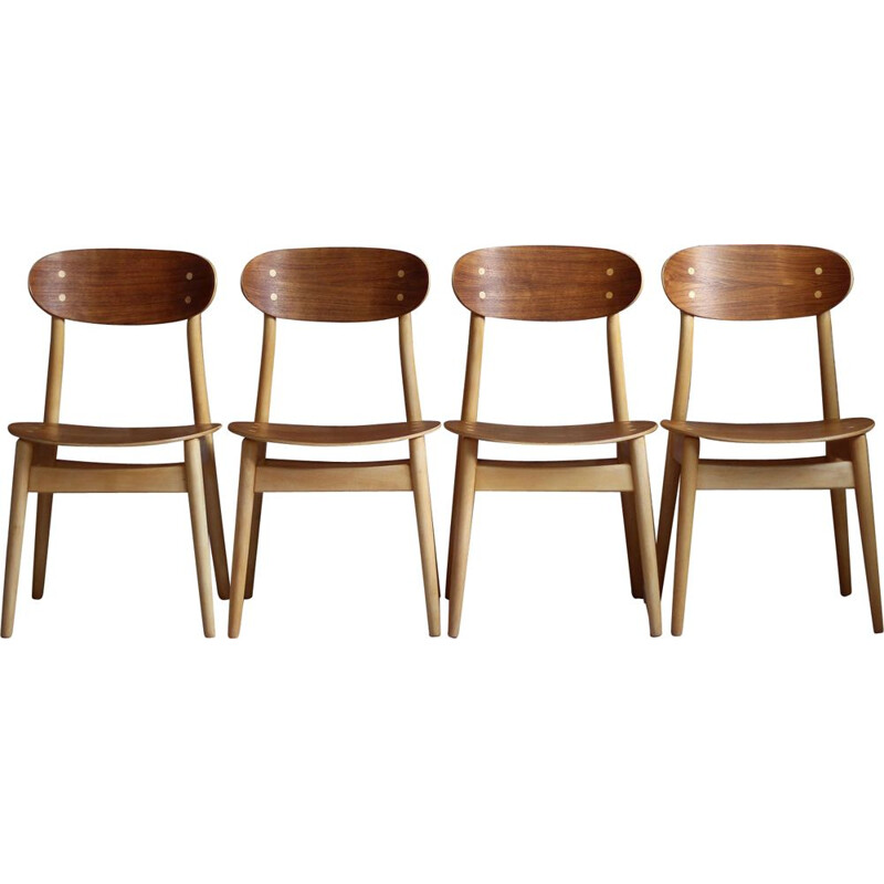 Set of 4 vintage Dining Chairs by Sven Erik Fryklund for Hagafors Stolfabrik, Sweden, 1960s