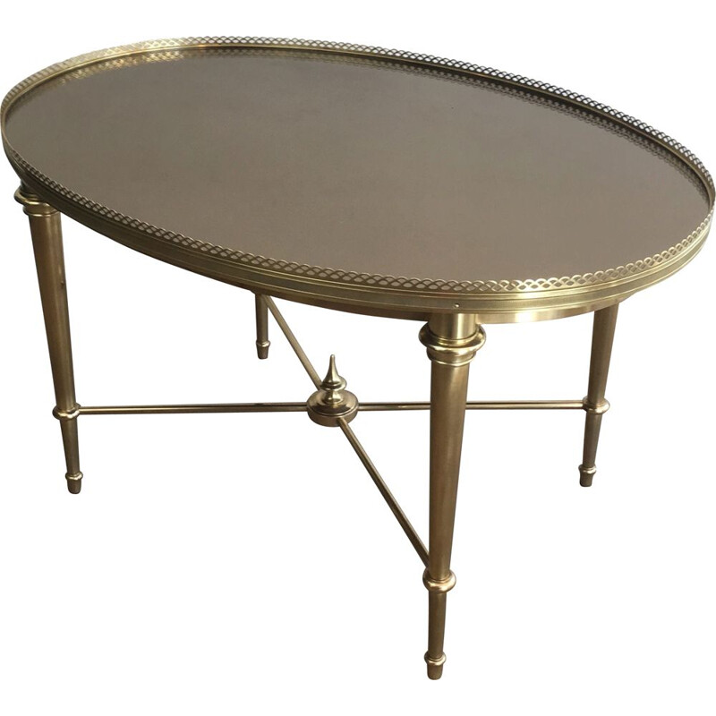 Vintage neoclassical oval coffee table, France 1940