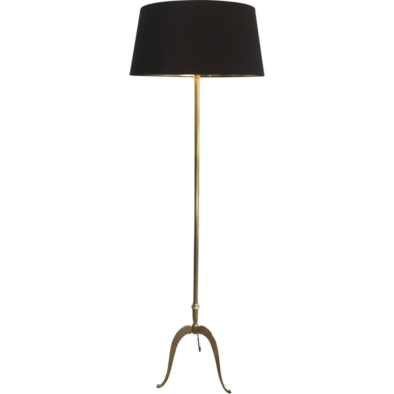 Vintage neoclassical brass floor lamp, France 1940