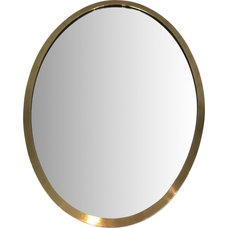 Vintage Brass Oval Mirror 1970