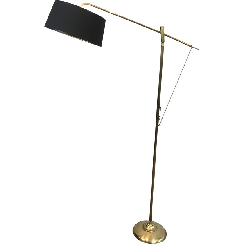 Vintage brass floor lamp, France 1940