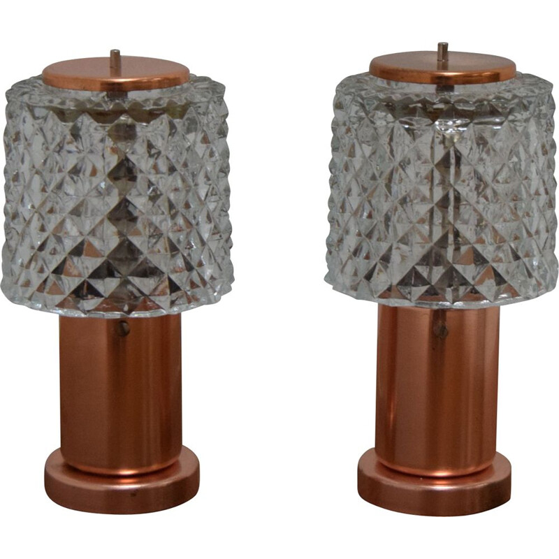 Par de pequeñas lámparas de mesa vintage de Kamenicky Senov, Preciosa 1970