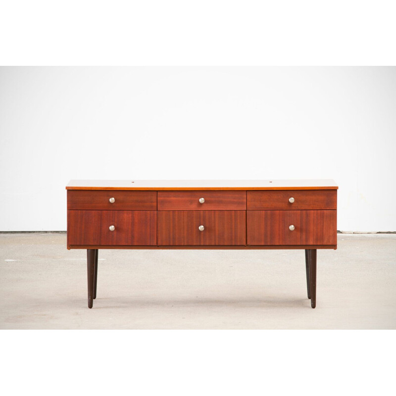 Vintage sideboard chest of drawers Zébrano matt glossy scandinavian 1960