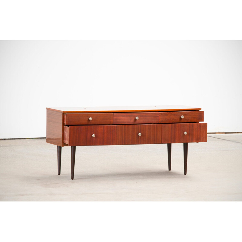 Vintage sideboard chest of drawers Zébrano matt glossy scandinavian 1960