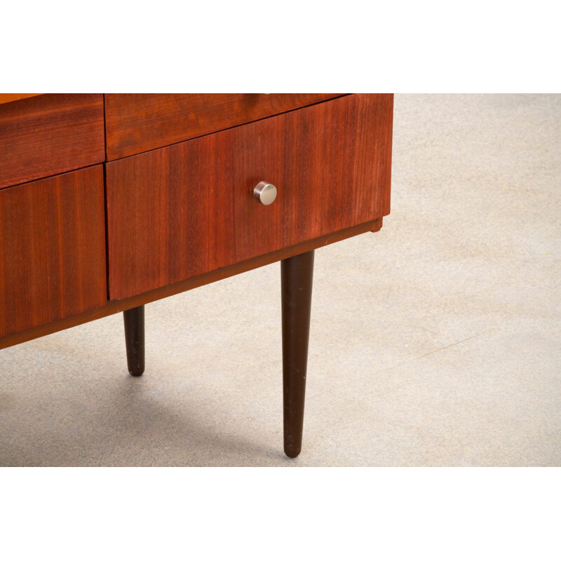 Vintage sideboard chest of drawers Zébrano matt glossy scandinavian 1960