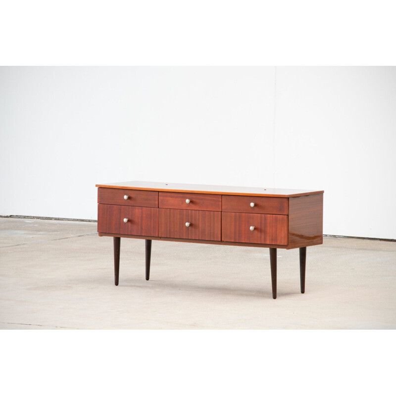 Vintage sideboard chest of drawers Zébrano matt glossy scandinavian 1960