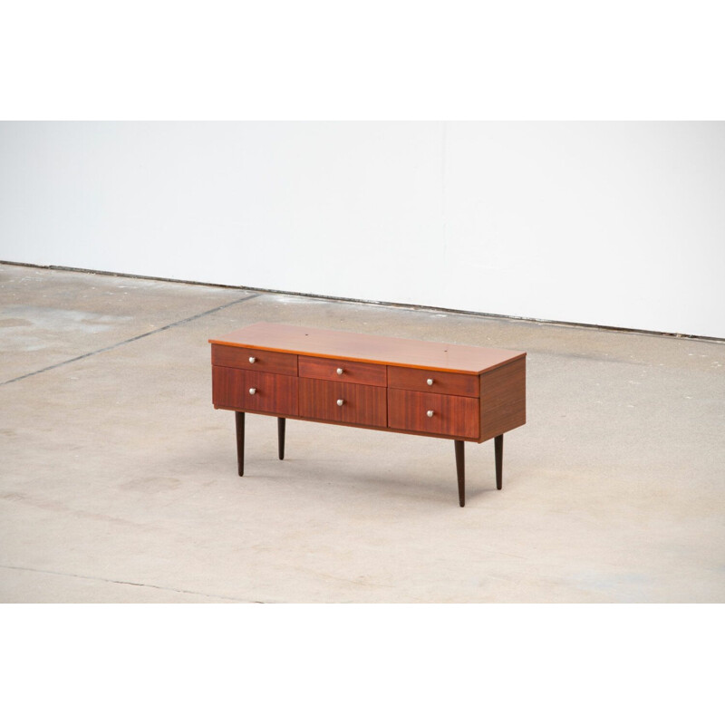 Vintage sideboard chest of drawers Zébrano matt glossy scandinavian 1960