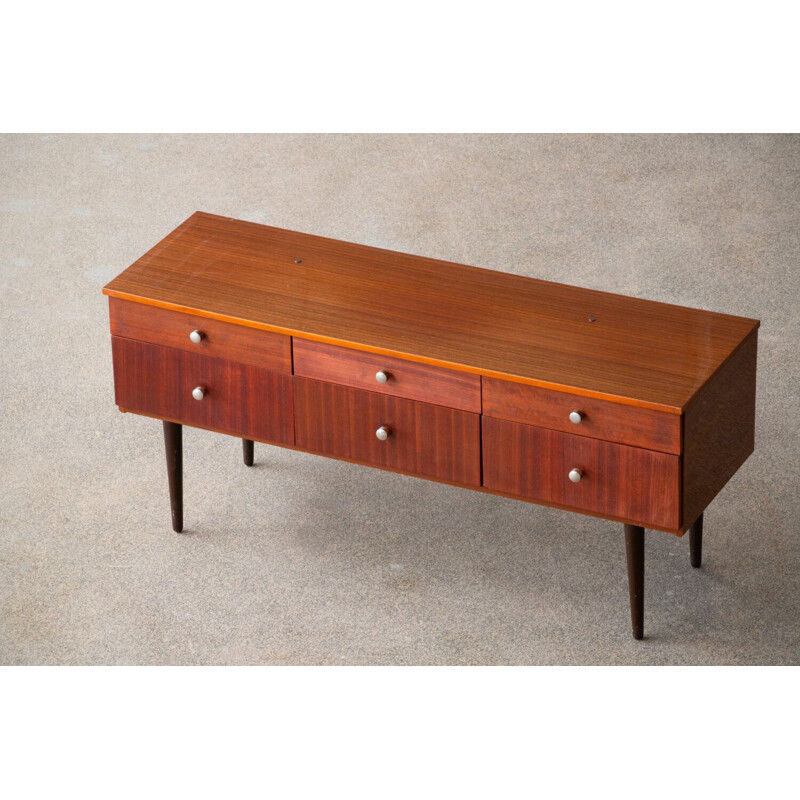 Vintage sideboard chest of drawers Zébrano matt glossy scandinavian 1960