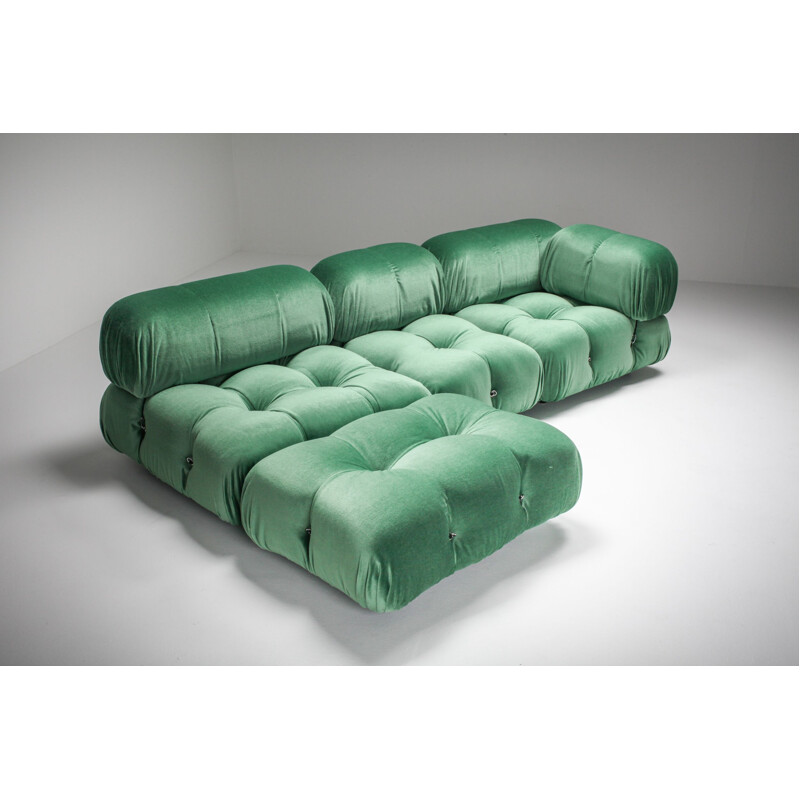 Vintage Camaleonda sofa in Velvet Green Mario Bellini in Pierre Frey reupholstery, 1970s