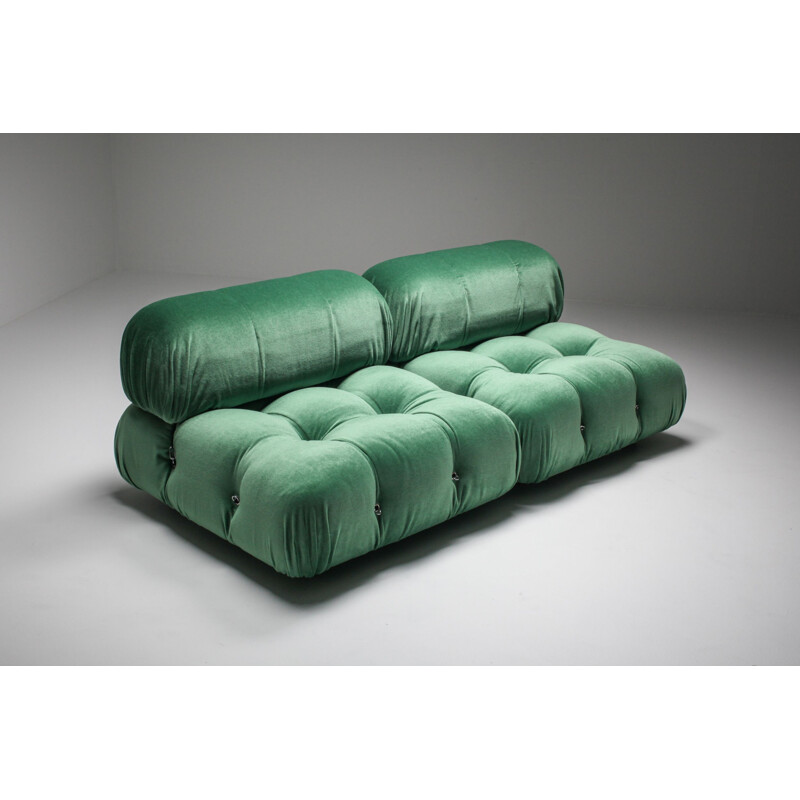 Vintage Camaleonda sofa in Velvet Green Mario Bellini in Pierre Frey reupholstery, 1970s