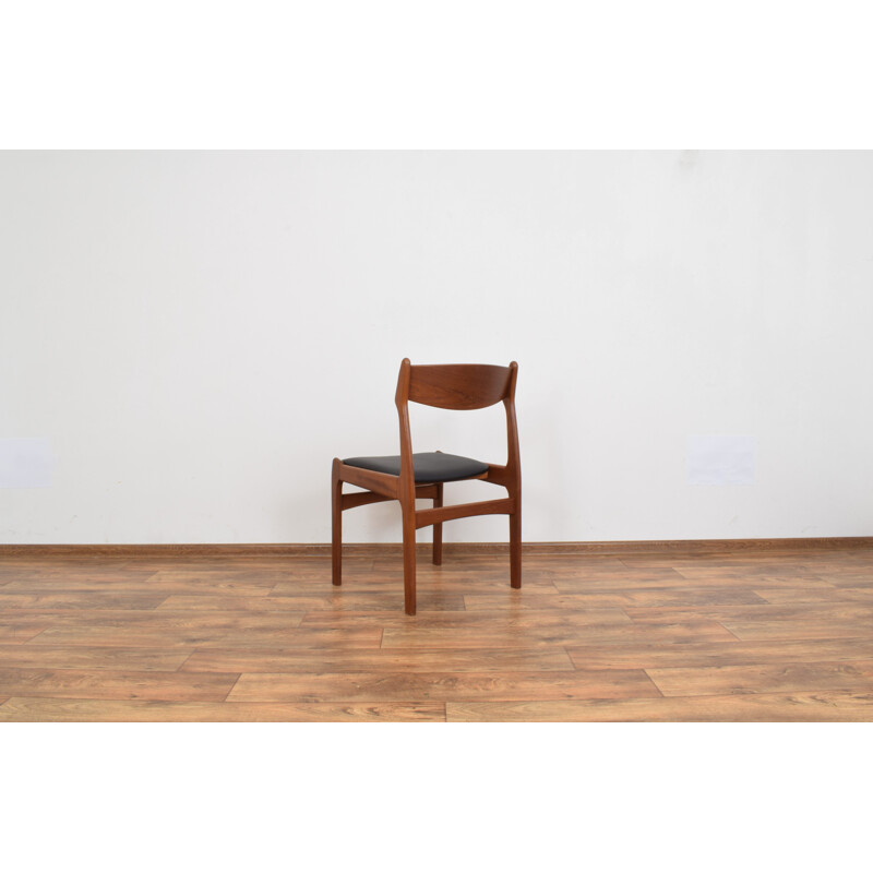  Set of 6 Mid-Century Teak & Leather Dining Chairs, Danish 1960s