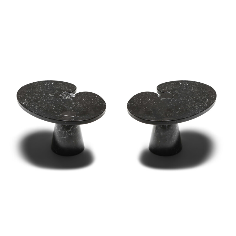 Pair of Vintage black marble Side Table Eros Mangiarotti series for Skipper 1970s