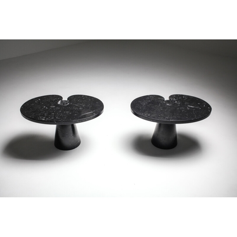 Pair of Vintage black marble Side Table Eros Mangiarotti series for Skipper 1970s