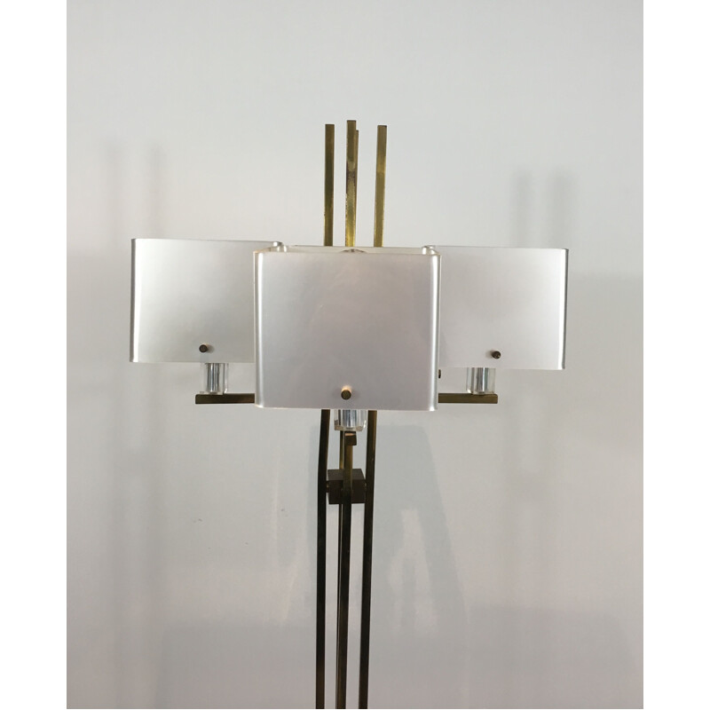 Vintage Floor Lamp of Parquet in Brass 1970