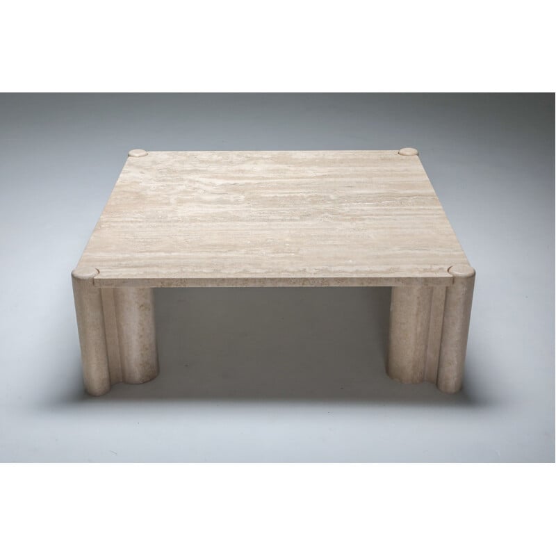 Vintage Square Coffee Table Gae Aulenti Jumbo Travertine 1960s