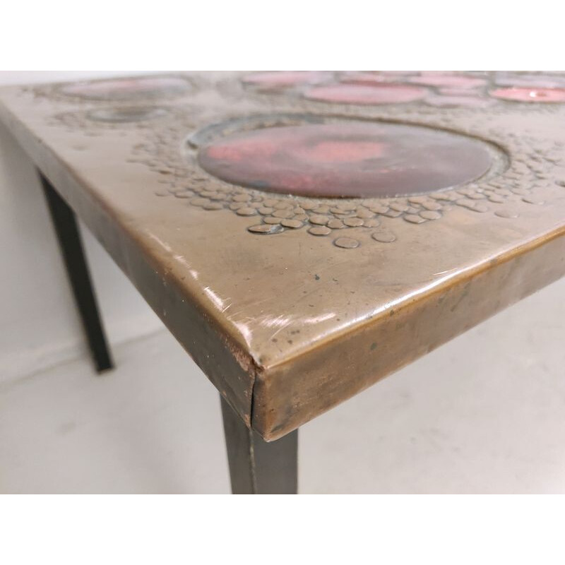 Vintage brass and ceramic coffee table, 1968