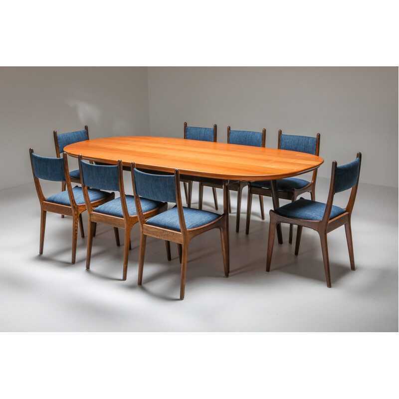 Mid-Century Dining Table in Wengé and Cherry 1960s