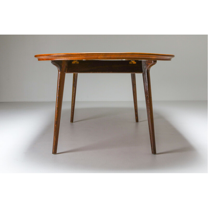 Mesa de comedor vintage de madera de wengué y cerezo 1960