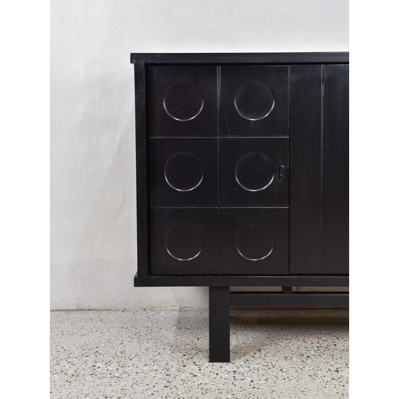 Vintage Ebonized Brutalist Bar Cabinet