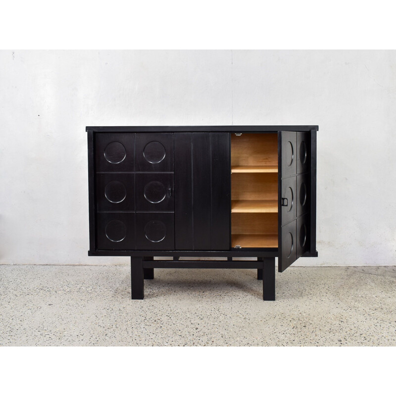 Vintage Ebonized Brutalist Bar Cabinet