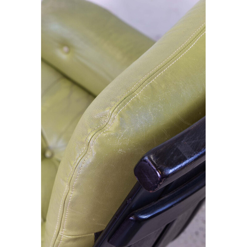Vintage Leather Swivel Chair of Hans Brattrud