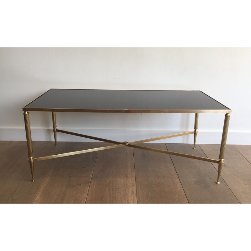 Vintage neoclassical brass coffee table, France 1940