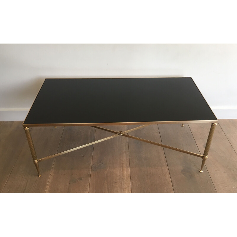 Vintage neoclassical brass coffee table, France 1940