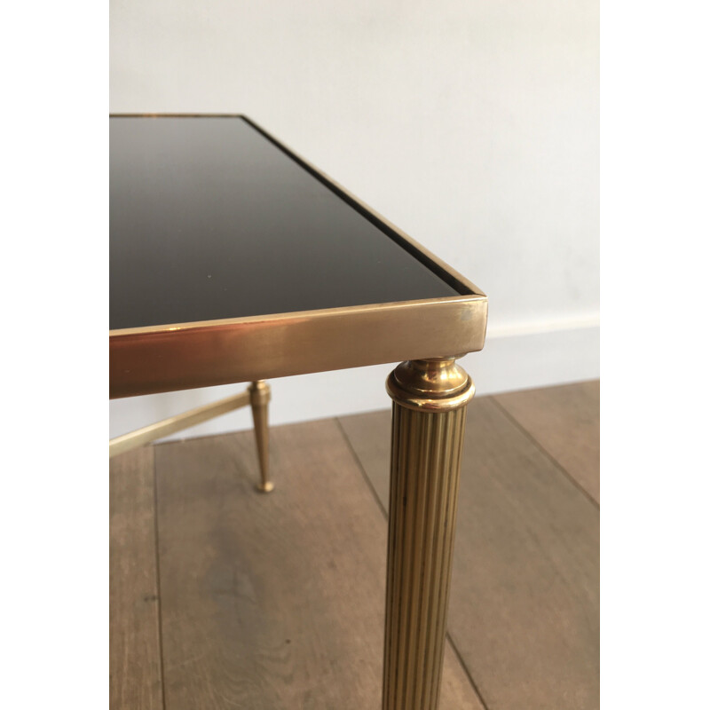 Vintage neoclassical brass coffee table, France 1940