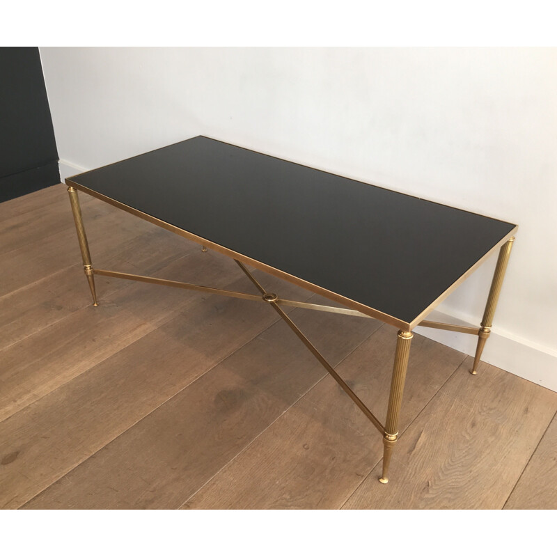 Vintage neoclassical brass coffee table, France 1940