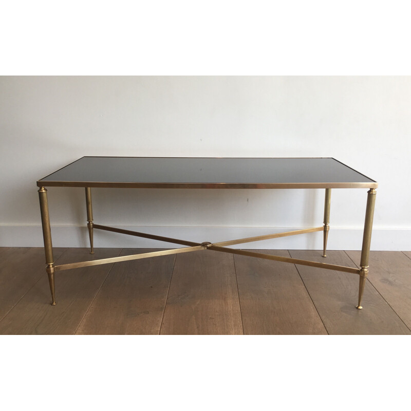 Vintage neoclassical brass coffee table, France 1940