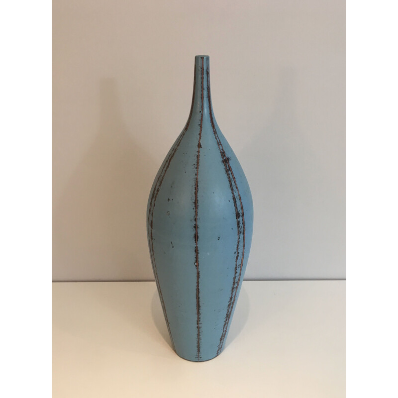 Vintage-Vase aus Keramik in Blautönen, 1970