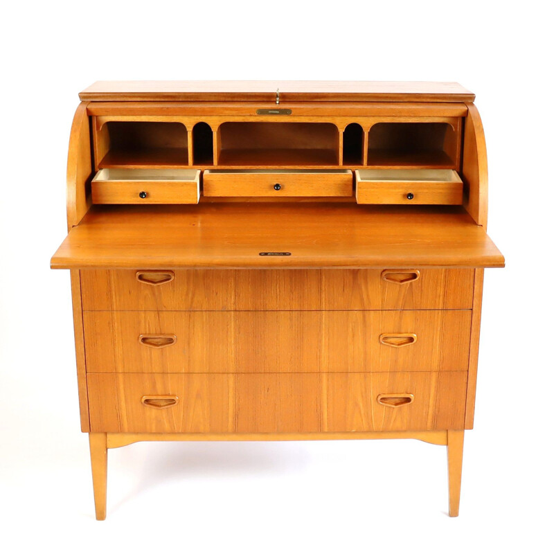 Vintage teak roller secretary, Egon Ostergaard 1960