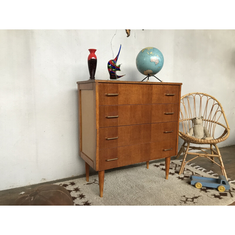 Vintage chest of drawers with Scandinavian look  tapered legs 1950's