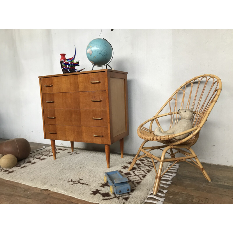 Vintage chest of drawers with Scandinavian look  tapered legs 1950's