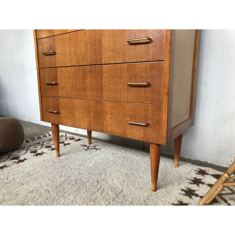 Vintage chest of drawers with Scandinavian look  tapered legs 1950's