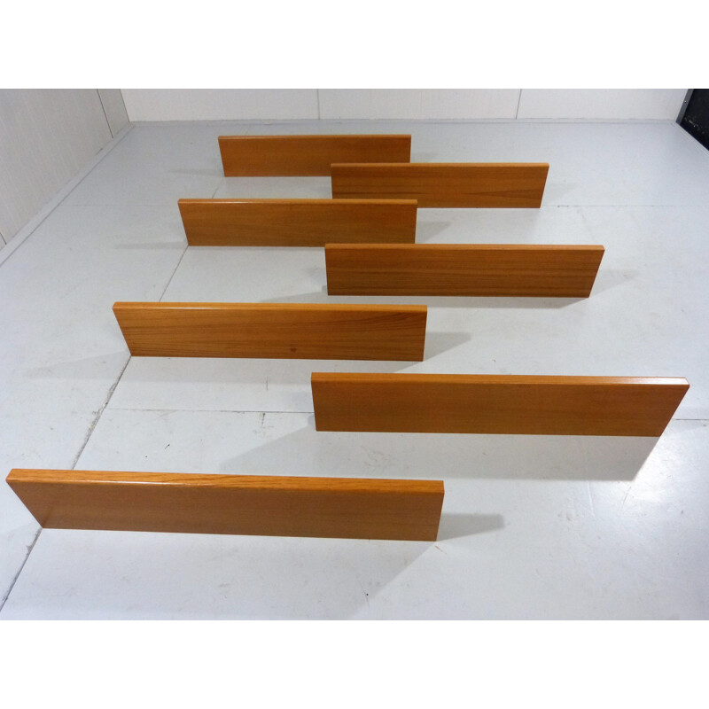 Set of 7 vintage teak wall shelves Danish