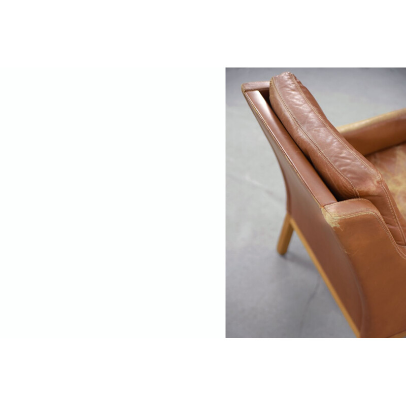 Ensemble de 3 fauteuils vintage structure en bois recouverte de cuir par Karl Erik Ekselius pour J.O. Carlsson, Suède 1960