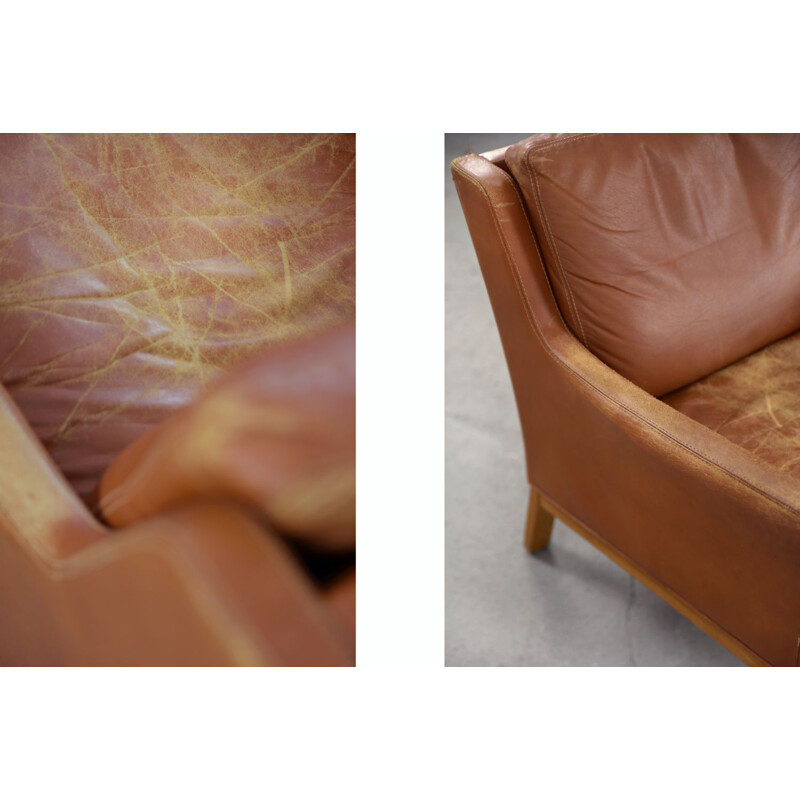 Set aus 3 Vintage-Sesseln mit Holzstruktur und Lederbezug von Karl Erik Ekselius für J.O. Carlsson, Schweden 1960