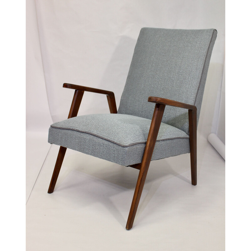 Vintage scandinavian armchair in blue-grey 1950s