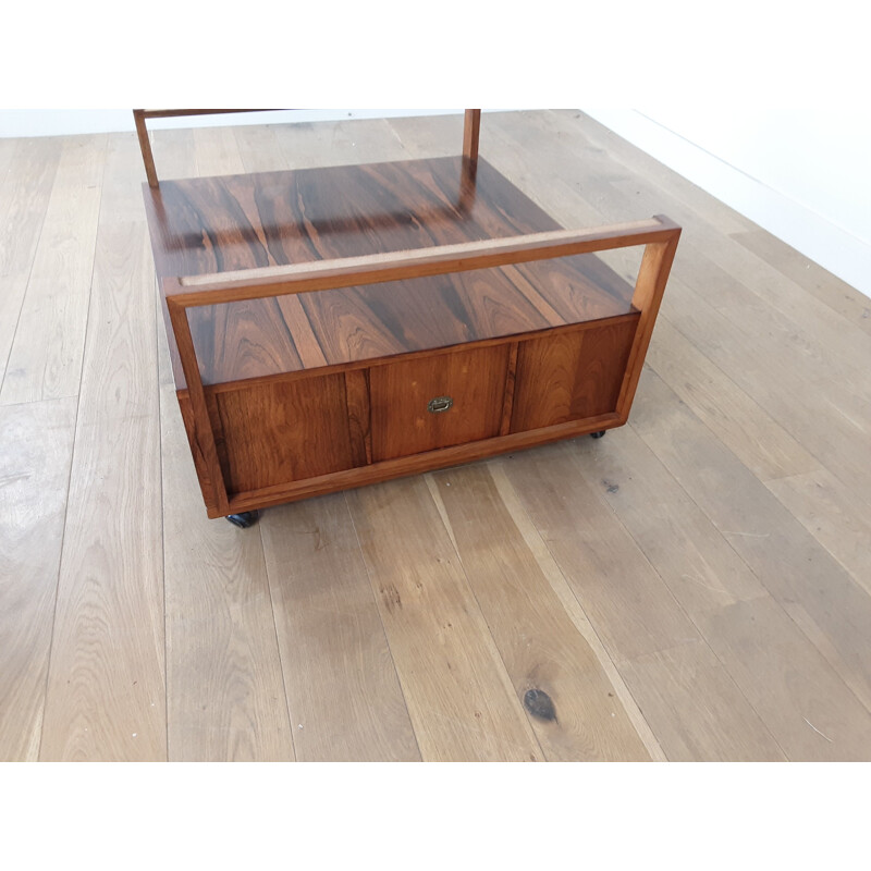 Vintage rosewood glass center table, Denmark 1960