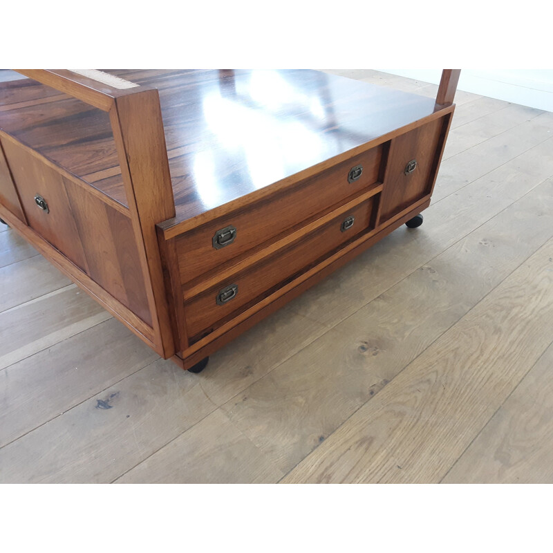 Vintage rosewood glass center table, Denmark 1960