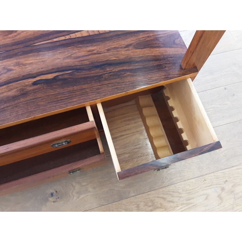 Mesa de centro de vidro Vintage rosewood, Dinamarca 1960