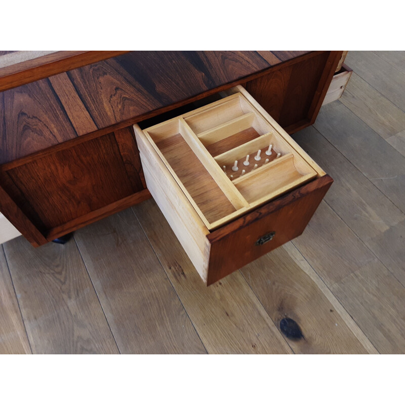 Vintage rosewood glass center table, Denmark 1960