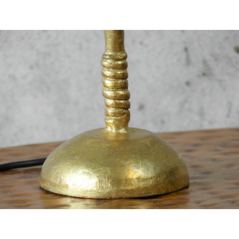 Pied de lampe de table vintage en bronze doré Pierre Casenove 1990